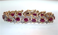 14kt Gold Diamond & Ruby Articulating Bracelet