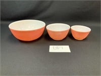 3 Piece Pink Pyrex Nesting Bowl Set