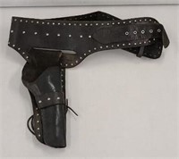 Black Leather Single Pistol Holster & Belt