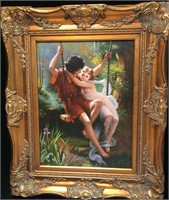 Mysterious lovers oil painting Late 19th century