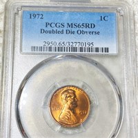 1972 DDO Lincoln Wheat Penny PCGS - MS 65 RD