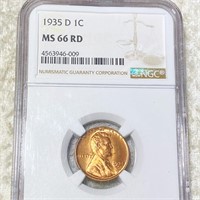 1935-D Lincoln Wheat Penny NGC - MS 66 RD