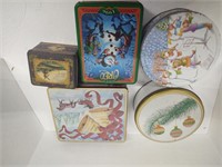 Set of five collector tins