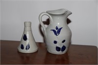Williamsburg Pottery Cobalt Blue/Gray Creamer and