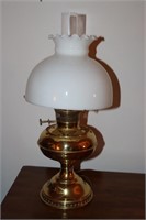 Rayo Brass Oil Lamp With White Shade (converted