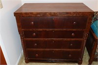 4 Drawer Dresser with Burled Front and Spindle