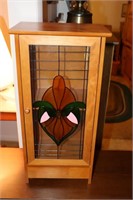 Small 1 Door Cabinet with Stain Glass Decorated
