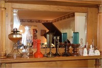 Lot including Oil Lamps, Candle Holders and Bells