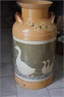 Milk Can Decorated with Geese