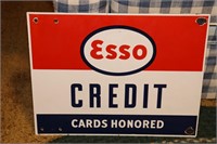 Porcelain Esso Credit Cards Honored Double Sided