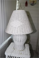 Wicker Lamp with Wicker Shade Glued to a Small