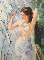 "Awakening" oil painting on a naked woman