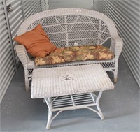 Wicker Loveseat with Table