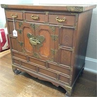 Oriental cabinet: 3-drawer, 2-door 27x15x25 H