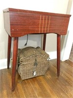 Sewing Machine & Wicker Sewing Basket