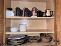 Plates, Bowls, and Mugs (contents of cabinet)