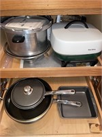 Pressure Cooker, Pans, Electric Skillet, and