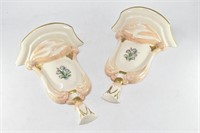 2-Antique Hand Painted Bisque Porcelain Wall