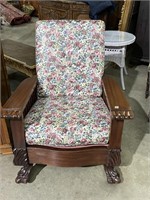 Vintage Claw Foot Reclining Chair