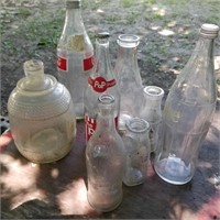 MIXED VINTAGE LOT GLASS BOTTLES