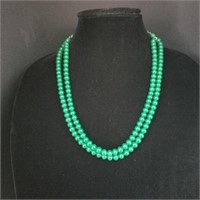 JADE GLASS PEARLS DOUBLE STRAND NECKLACE