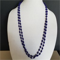 PEARLS GLASS BLUE DOUBLE STRAND NECKLACE