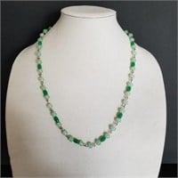 NECKLACE GLASS PEARLS TWO TONES GREEN