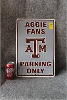 "TEXAS A&M" AGGIE FANS TIN SIGN