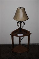 Corner Stand with Metal Lamp