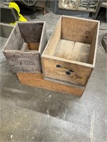 3 advertising wooden boxes
