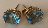 Jewelry: Earrings 14k Gold & Blue Topaz