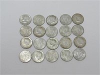 (20) 1964 SILVER KENNEDY HALVES: