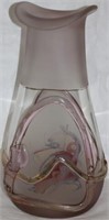 LARGE CONTEMPORARY ART GLASS VASE WITH FROSTED &