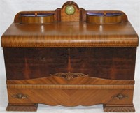 FANCY ART DECO HOPE CHEST WITH CLOCK & BLUE