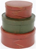 STACK OF THREE 19TH C. ROUND PAINTED PANTRY