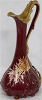 TALL PAIRPOINT LIMOGES HANDLED EWER, FLORAL