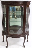 LATE 19TH C. CARVED MAHOGANY CURIO CABINET,