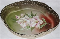 PAIRPOINT LIMOGES PORCELAIN TRAY, PIERCED BORDER,