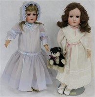 TWO 22" GERMAN BISQUE HEAD DOLLS TO INCLUDE ONE