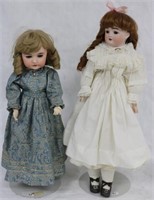 2 GERMAN BISQUE HEAD DOLLS TO INCLUDE 20"