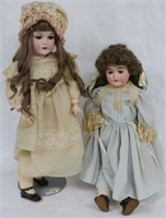 2 GERMAN BISQUE HEAD DOLLS TO INCLUDE 24"