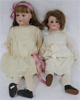 2 GERMAN BISQUE HEAD DOLLS, JOINTED COMPOSITION