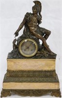 LATE 19TH C. BRONZE & MARBLE FRENCH MANTLE CLOCK