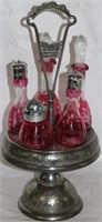 VICTORIAN SILVER PLATED CASTOR SET WITH LATER