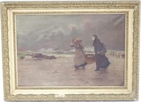 19TH C. OIL ON CANVAS TO INCLUDE 2 FISH MONGERS