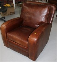 QUALITY LEATHER RECLINER BY STICKLEY, 37" H, 31"