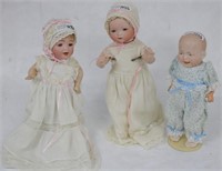 LOT OF 3 GERMAN BISQUE HEAD BABY DOLLS TO INCLUDE