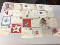 1937 used Christmas cards & envelopes