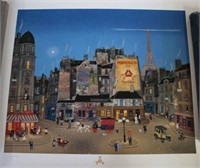 Unframed Colored Print, Paris Street Scene