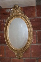Fancy Antique Oval Framed Gilt Mirror